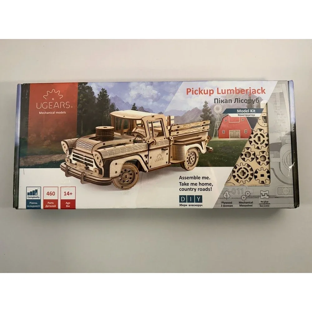 Mechanical Models UGEARS Wooden Pickup Lumberjack Model Kit Plywood No Glue